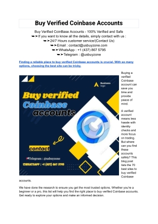 Buy Verified Coinbase Accounts