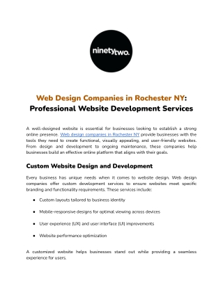 Web Design Companies in Rochester NY _ Professional Website Development
