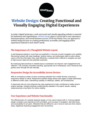 Website Design_ Creating Functional and Visually Engaging Digital Experiences