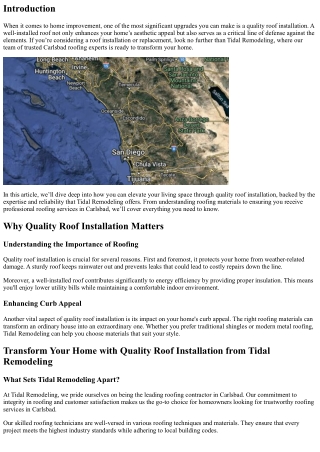 Transform Your Home with Quality Roof Installation from Tidal Remodeling