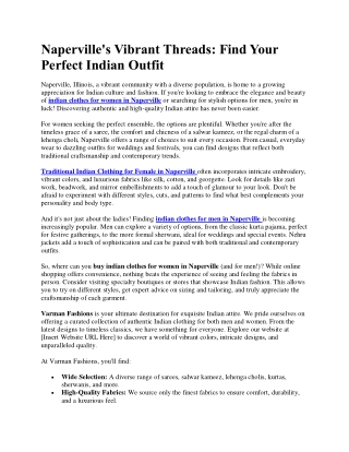 Naperville Vibrant Threads  Find Perfect Indian Outfit