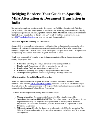 Guide to Apostille, MEA Attestation, Document Translation in India