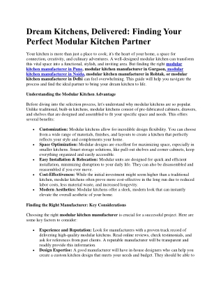 Finding Your Perfect Modular Kitchen Partner