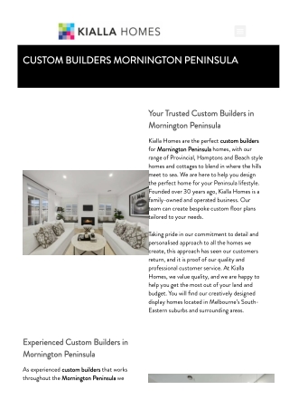 Custom Builders Mornington Peninsula