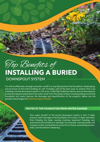 Top Benefits of Installing a Buried Downspout System