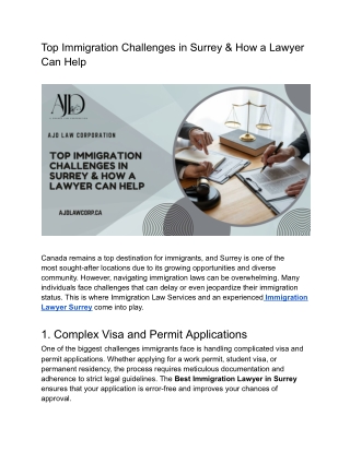Top Immigration Challenges in Surrey & How a Lawyer Can Help