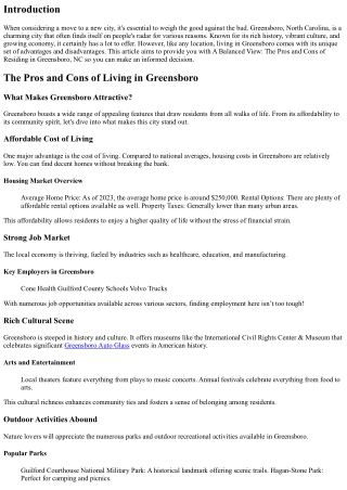 A Balanced View: The Pros and Cons of Residing in Greensboro, NC