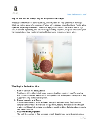 Ragi for Kids and the Elderly Why It's a Superfood for All Ages