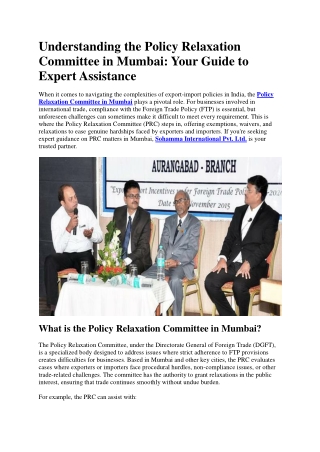 Policy Relaxation Committee in Mumbai