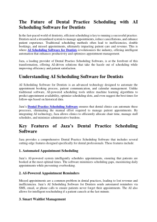 The Future of Dental Practice Scheduling with AI Scheduling Software for Dentists