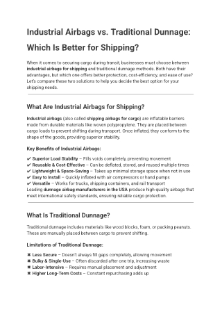 Industrial Airbags vs Traditional Dunnage Air Bags For Shipping