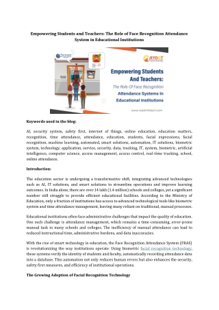 Empowering Students and Teachers: The Role of Face Recognition Attendance System
