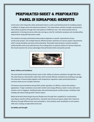 Perforated Sheet  Perforated Panel in Singapore Benefits