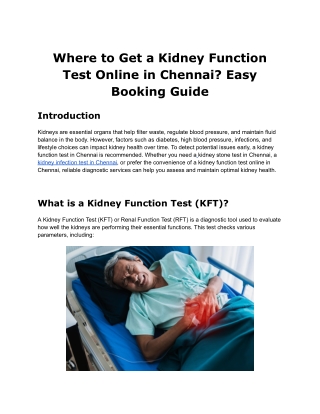 Where to Get a Kidney Stone Test in Chennai?