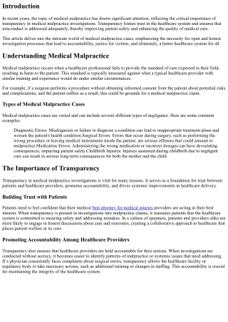 Highlighting the Need for Transparency in Medical Malpractice Investigations