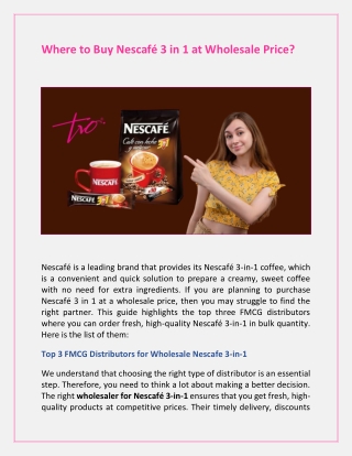 Where to Buy Nescafé 3 in 1 at Wholesale Price