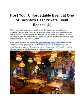 Host Your Unforgettable Event  in