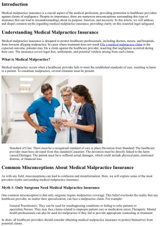 Dispelling Misconceptions About Medical Malpractice Insurance