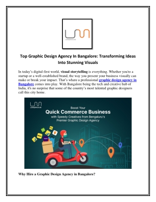 Top Graphic Design Agency In Bangalore - Transforming Ideas Into Stunning Visuals