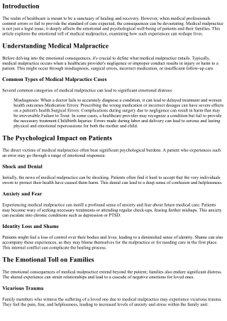 The Emotional Toll of Medical Malpractice on Patients and Families