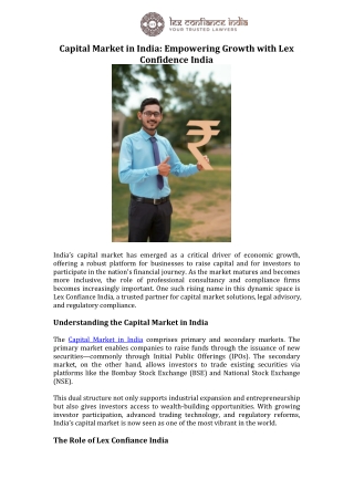 Capital Market in India Empowering Growth with Lex Confidence India