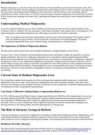 Taking a Stand: Advocacy for Medical Malpractice Reform