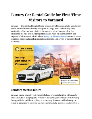 Luxury car hire in Varanasi - Mr. cabby