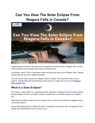 Can You View The Solar Eclipse From Niagara Falls in Canada?