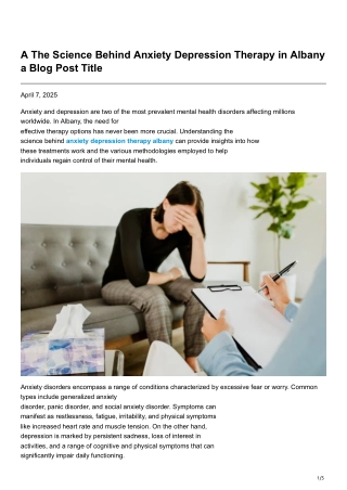 The Science Behind Anxiety Depression Therapy in Albany