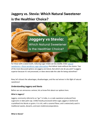 Jaggery vs Stevia