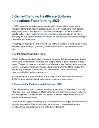 6 Game-Changing Healthcare Software Innovations Transforming 2025
