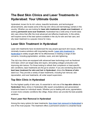 The Best Skin Clinics and Laser Treatments in Hyderabad_ Your Ultimate Guide