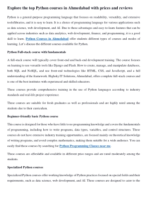 Explore the top Python courses in Ahmedabad with prices and reviews