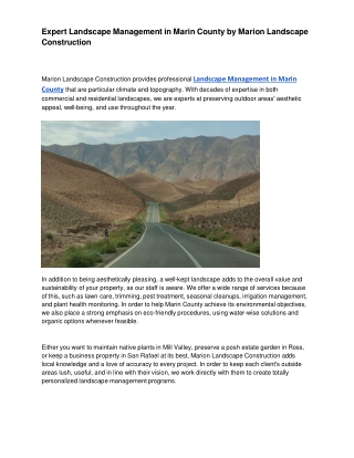 Expert Landscape Management in Marin County by Marion Landscape Construction