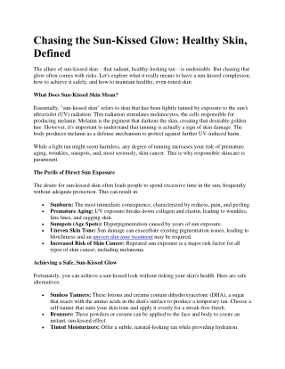 Chasing the Sun-Kissed Glow Healthy Skin, Defined