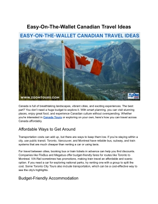 Easy-On-The-Wallet Canadian Travel Ideas