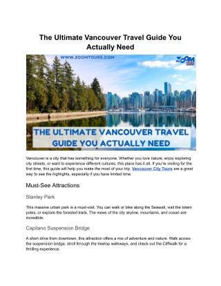 The Ultimate Vancouver Travel Guide You Actually Need