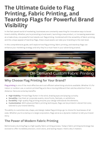 The Ultimate Guide to Flag Printing, Fabric Printing