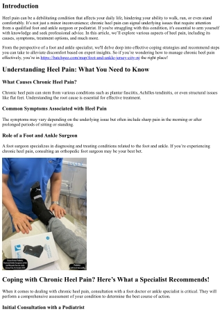 Coping with Chronic Heel Pain? Here’s What a Specialist Recommends!