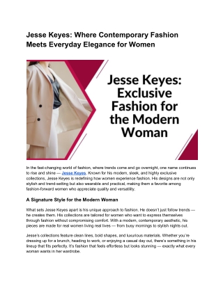 Elevate Your Wardrobe with Jesse Keyes’ Contemporary Women’s Fashion