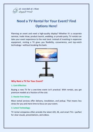 Need a TV Rental for Your Event Find Options Here!