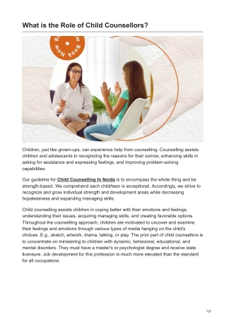 What is the Role of Child Counsellors