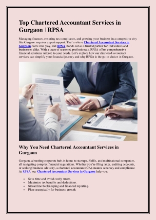 Top Chartered Accountant Services in Gurgaon