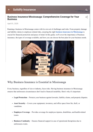 Business Insurance Mississauga: Comprehensive Coverage for Your Business