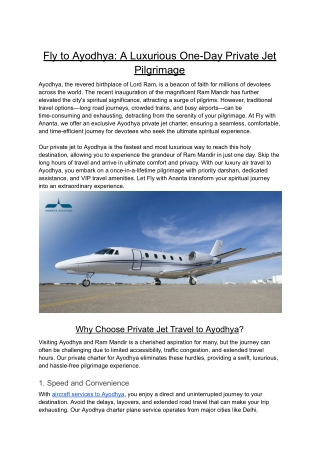 Fly to Ayodhya_ A Luxurious One-Day Private Jet Pilgrimage