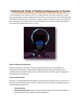 Exploring the Magic of Mushroom Dispensaries in Toronto