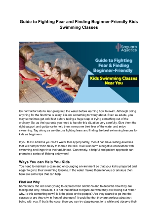 Guide to Finding Beginner-Friendly Kids Swimming Classes Near You