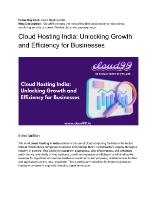 Cloud Hosting India_ Unlocking Growth and Efficiency for Businesses