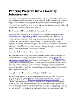 Powering Progress India's Towering Infrastructure