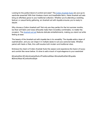 Shop Stylish Cotton Anarkali Suits | Elegant Anarkali Suit Sets with Dupatta